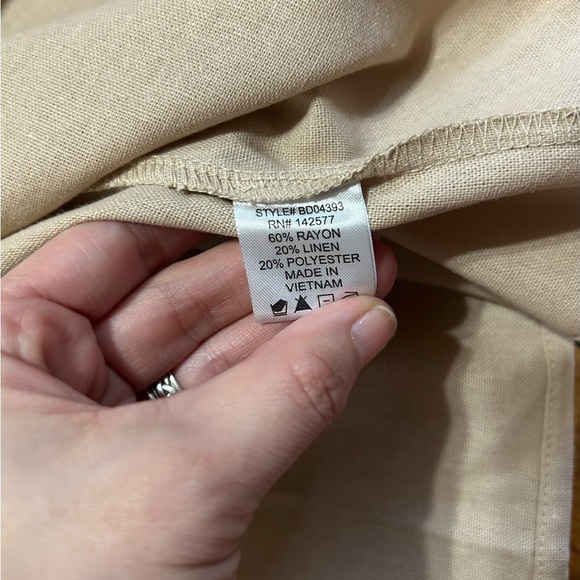 NWT Blashe Button Down Dress Size S Tie Belt Collared Short Sleeve Linen Blend - Picture 7 of 8